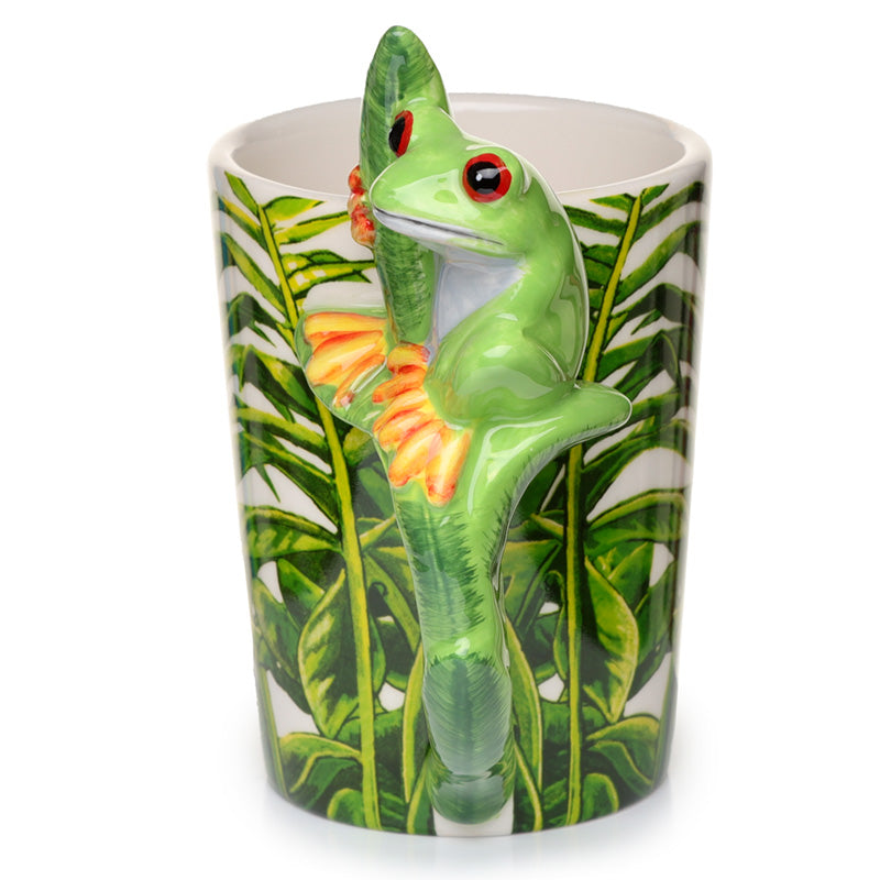 Close-up of Tree Frog handle on ceramic mug