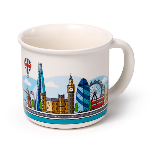 Porcelain Fine Rimmed Mug featuring London Icons