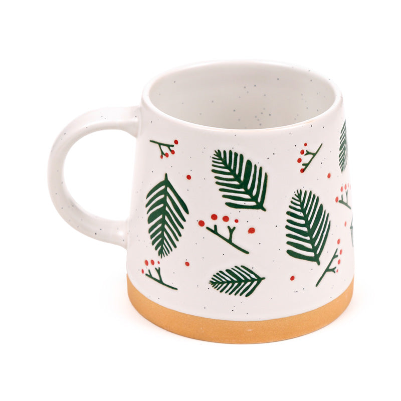 Pine Sprigs & Berries Mug on a Festive Table