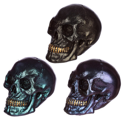 Gothic Iridescent Skull Ornament front view