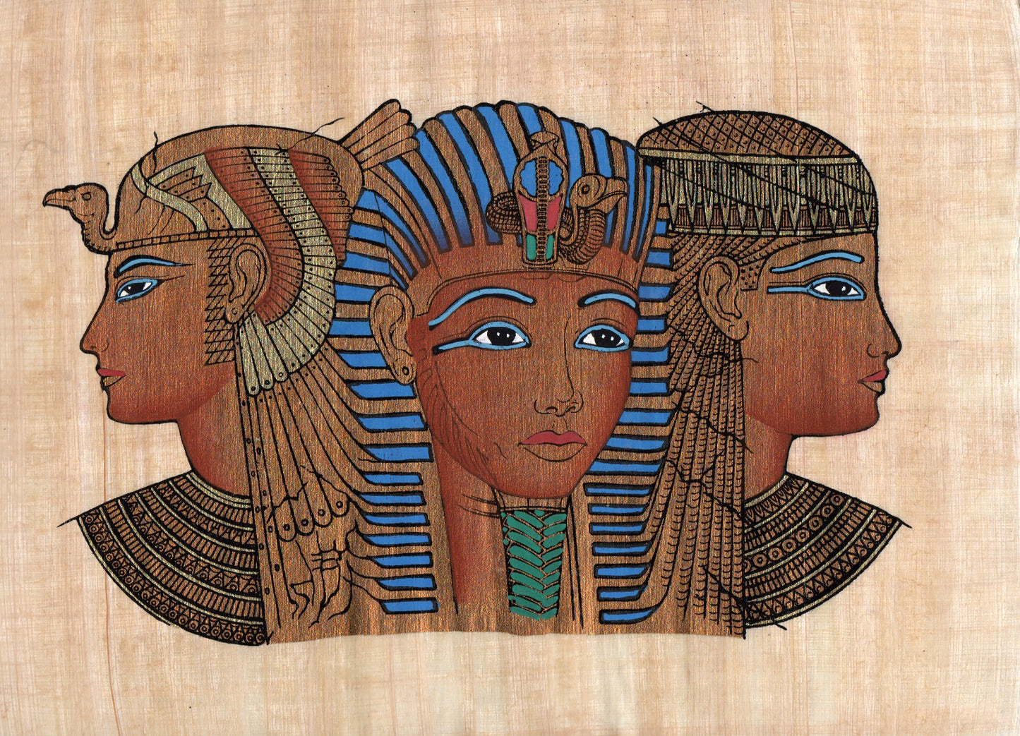 Egyptian papyrus painting depicting majestic Egyptian Queens