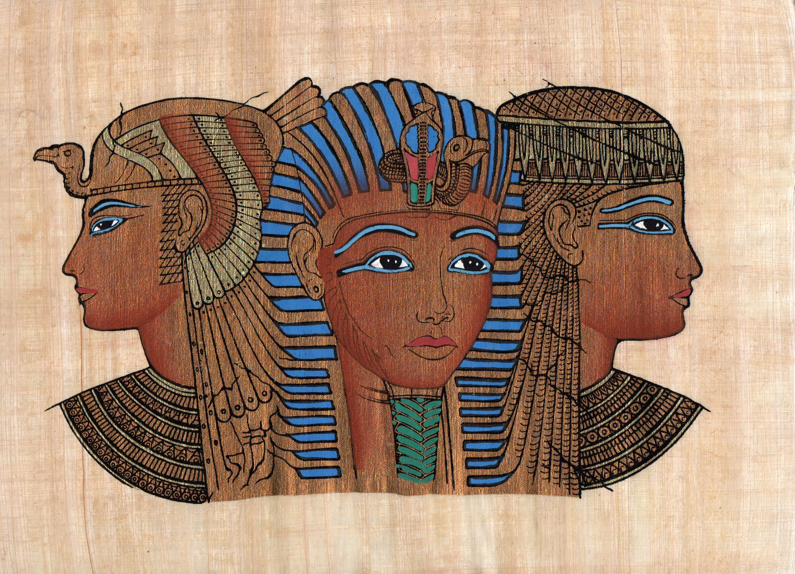 Egyptian papyrus painting depicting majestic Egyptian Queens