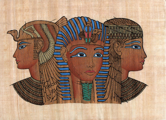 Egyptian papyrus painting depicting majestic Egyptian Queens