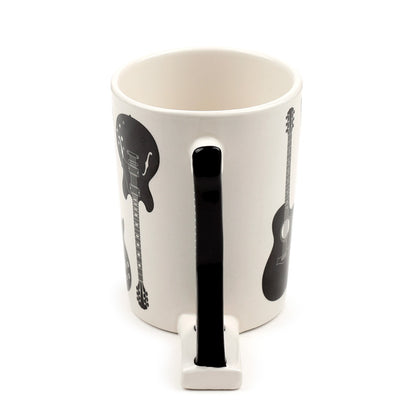 Close-up of the guitar handle on ceramic mug