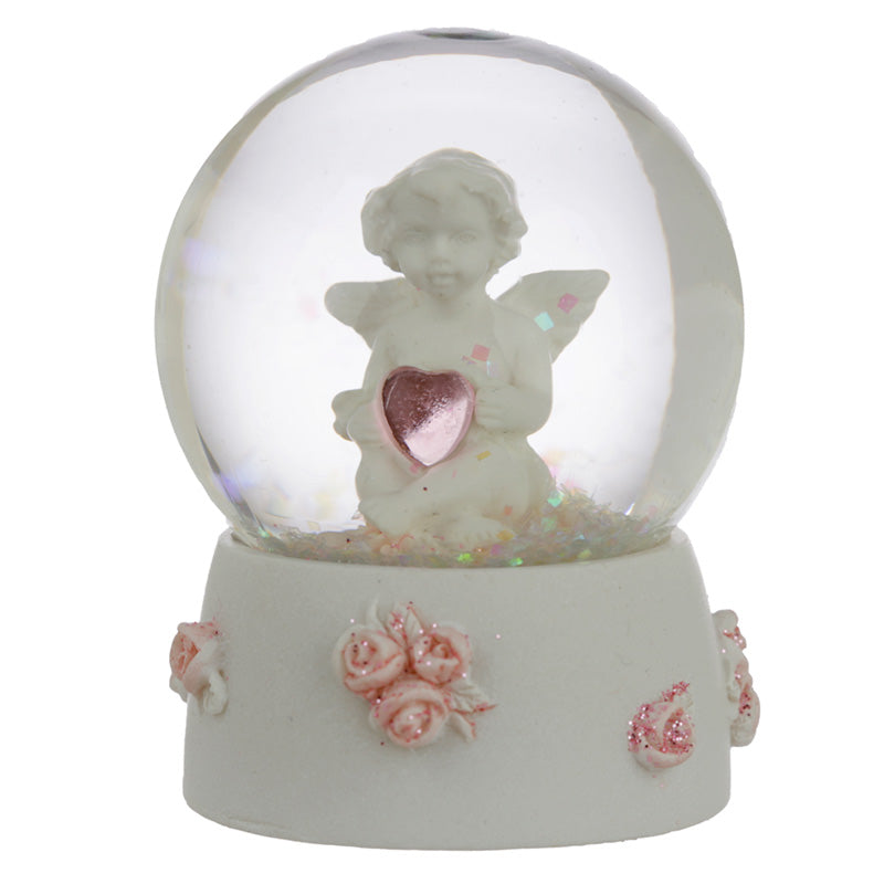 Close-up of the cherub in the Sweet Dreams Snow Globe