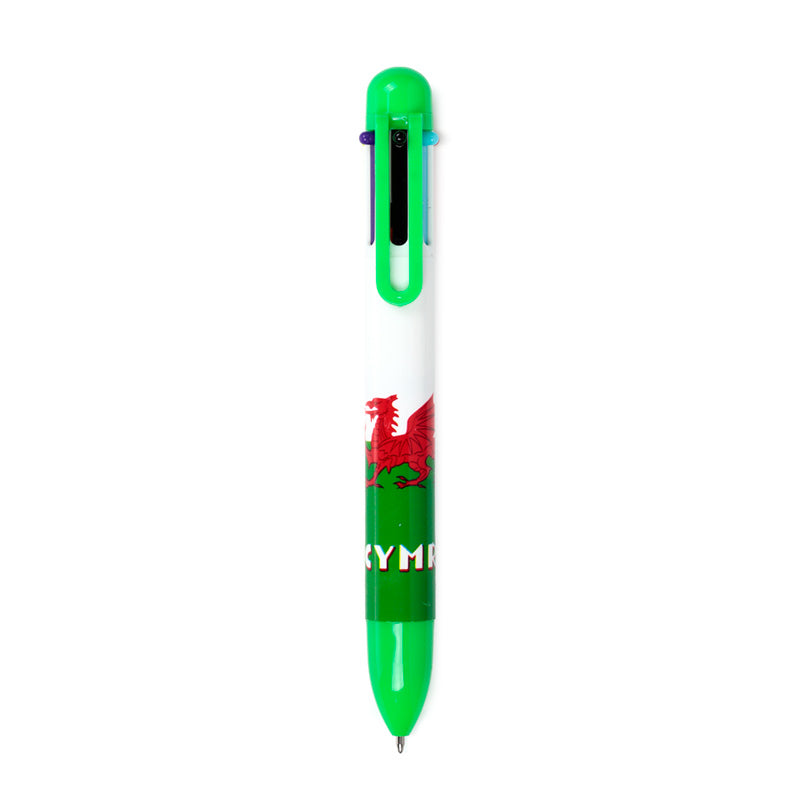 Welsh Dragon Multi-Colour Pen displayed on a desk