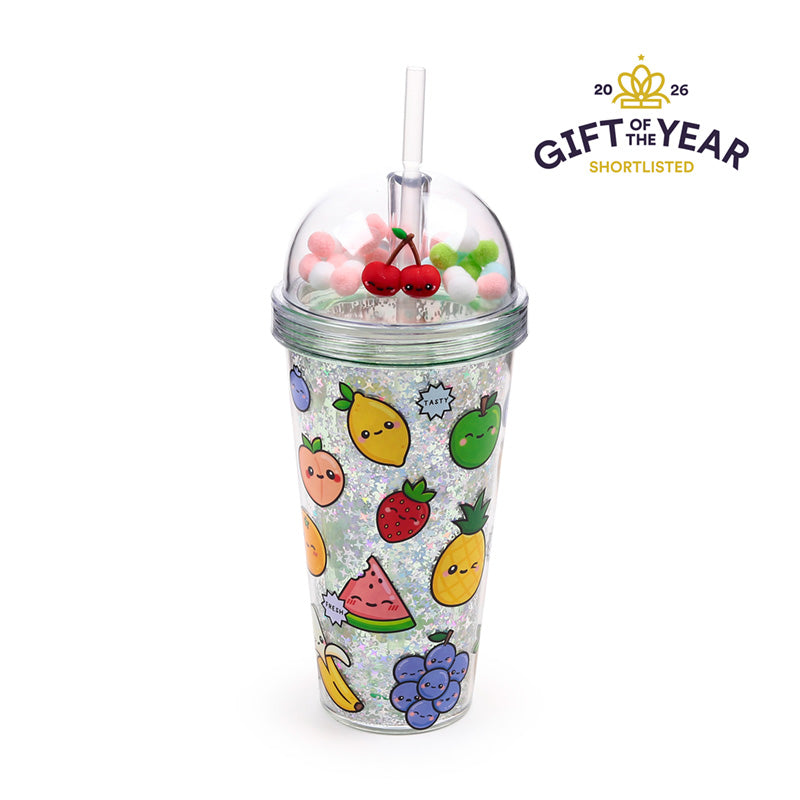 Double Walled Cup with Lid and Straw - Foodiemals Fruit Design
