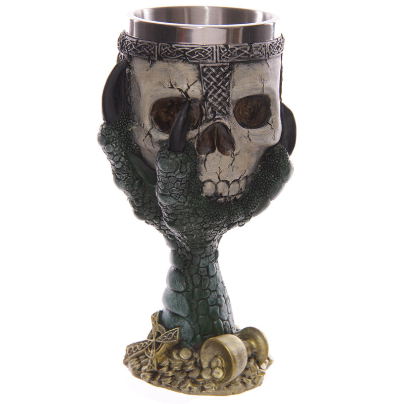 Collectible goblet with dragon and skull design