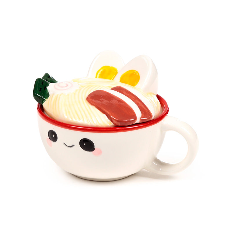 Nori the Ramen Foodiemals Ceramic Lidded Mug - With Lid On