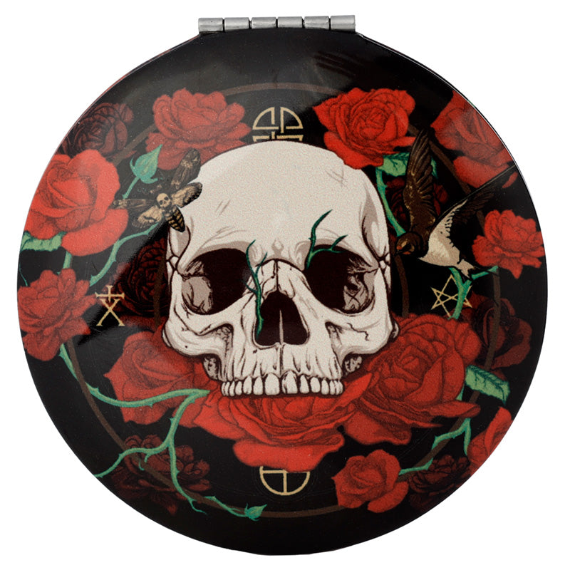Portable Skulls and Roses Compact Mirror
