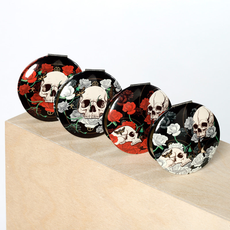 Skulls and Roses Compact Mirror - Open View