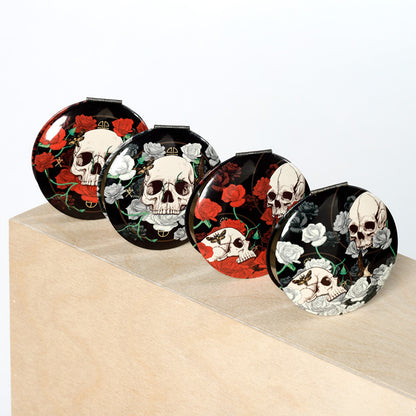 Skulls and Roses Compact Mirror - Open View