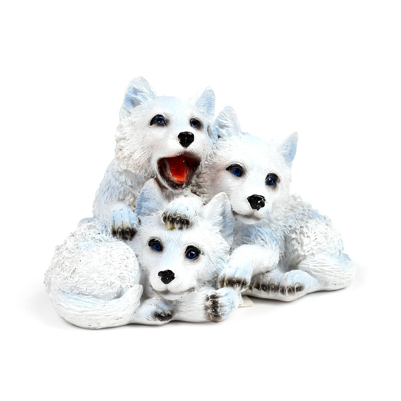 Wolf Ornament Trio of Puppies - Detailed Features