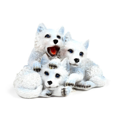 Wolf Ornament Trio of Puppies - Detailed Features