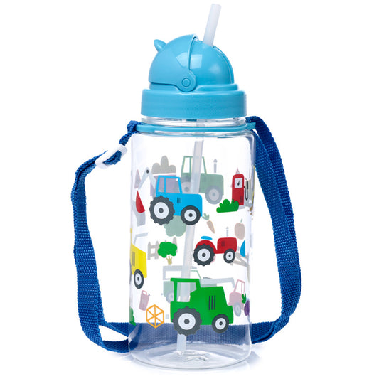 Children's shatterproof water bottle with Little Tractors design