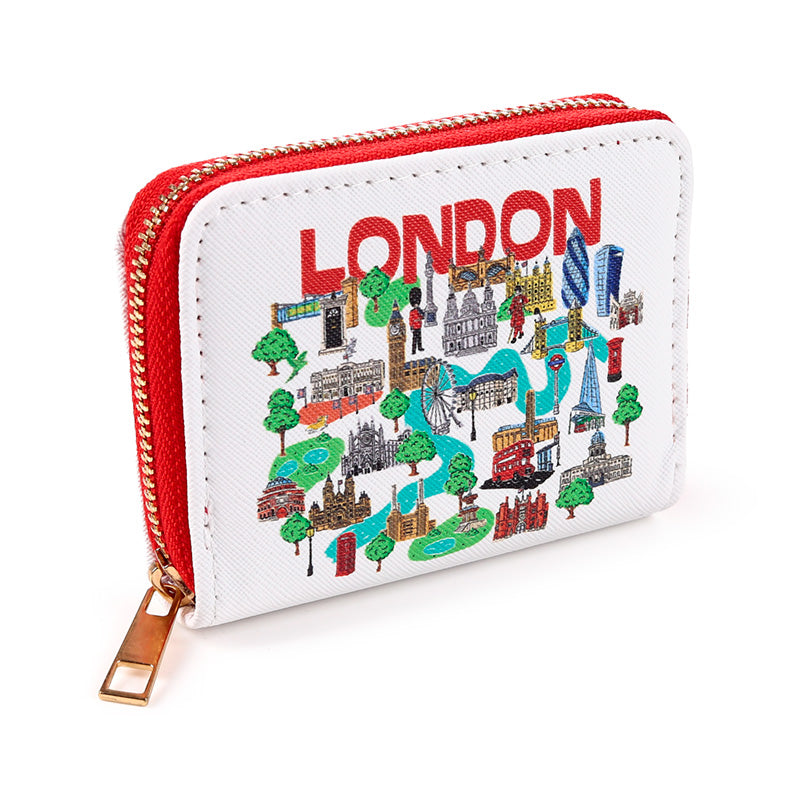 Durable Small Zip Wallet with London Landmarks