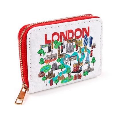 Durable Small Zip Wallet with London Landmarks