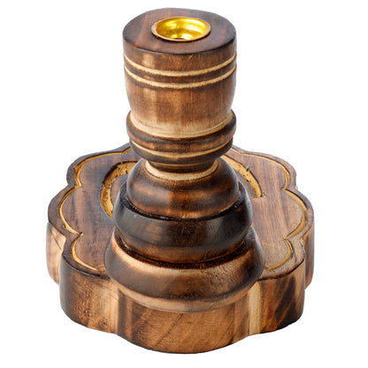 Mango wood backflow incense burner with cascading mist