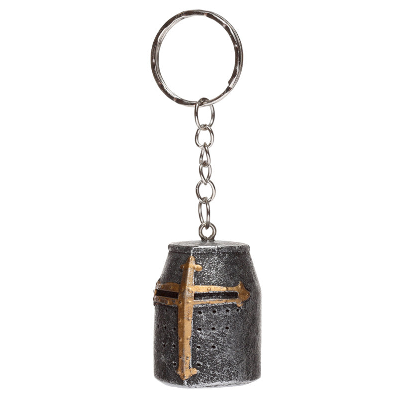 Medieval Knight Helmet Keyring - Side View