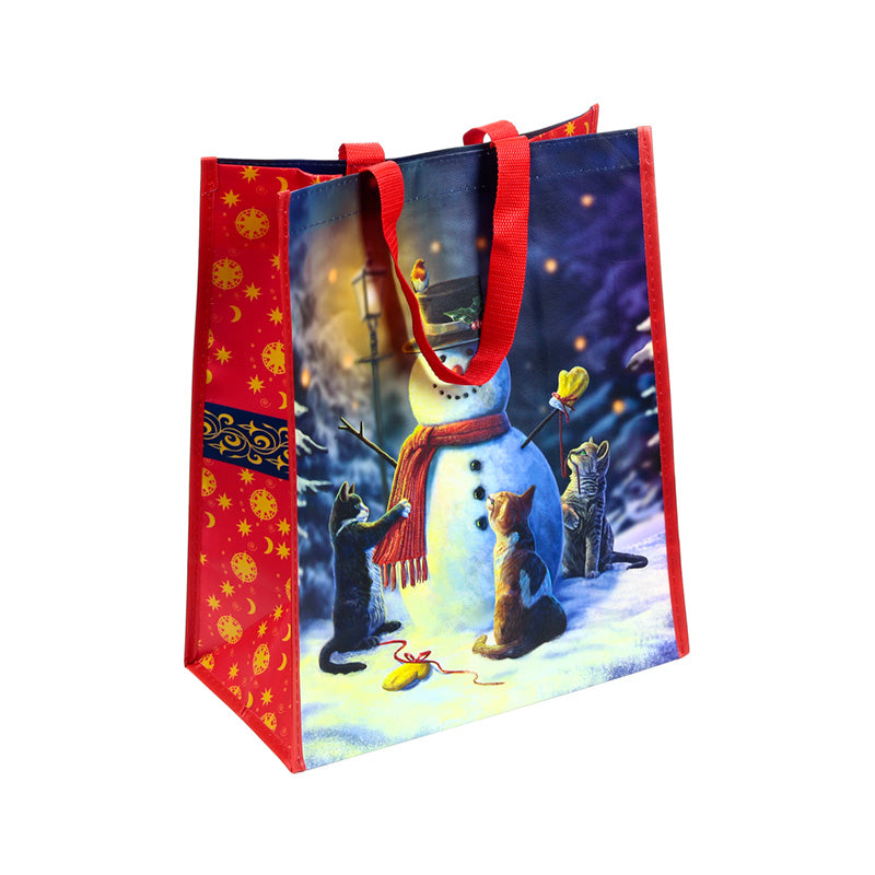 Stylish reusable shopping bag featuring Christmas cats.