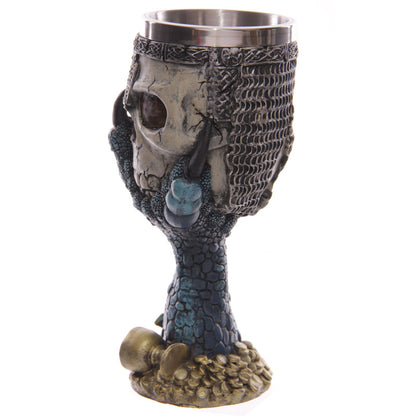 Side view of decorative goblet with intricate design