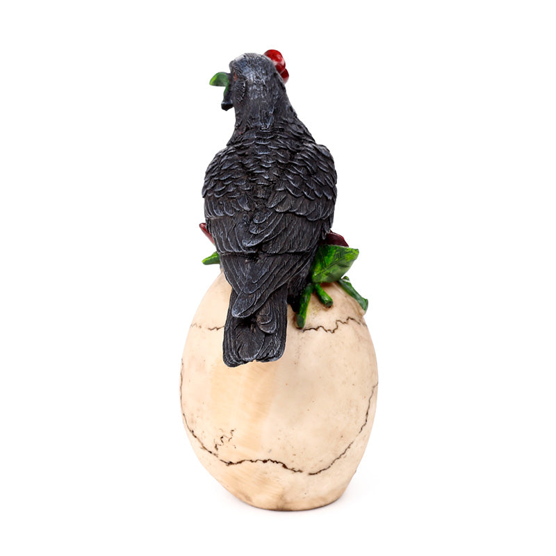 Unique skull ornament with vibrant red roses