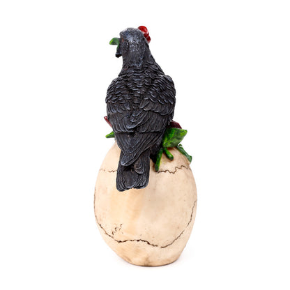 Unique skull ornament with vibrant red roses