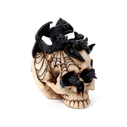 Decorative Skull Ornament with Bats Inside