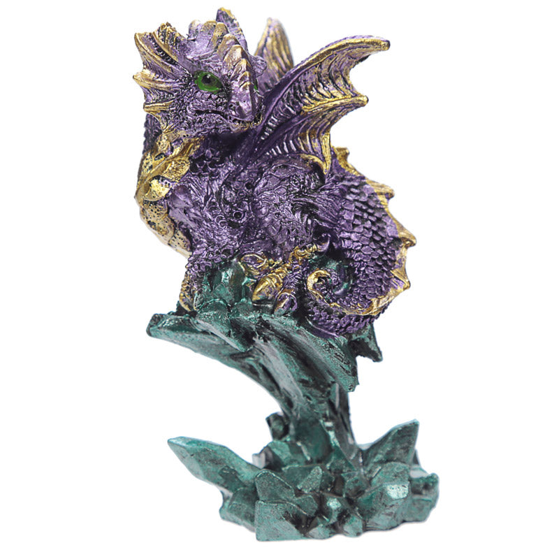 Rock Crystal Enchanted Nightmare Dragon Figurine in a home setting