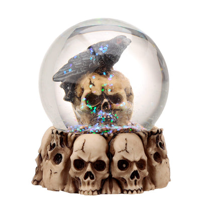 Gothic Skull Snow Globe featuring Bat Skull