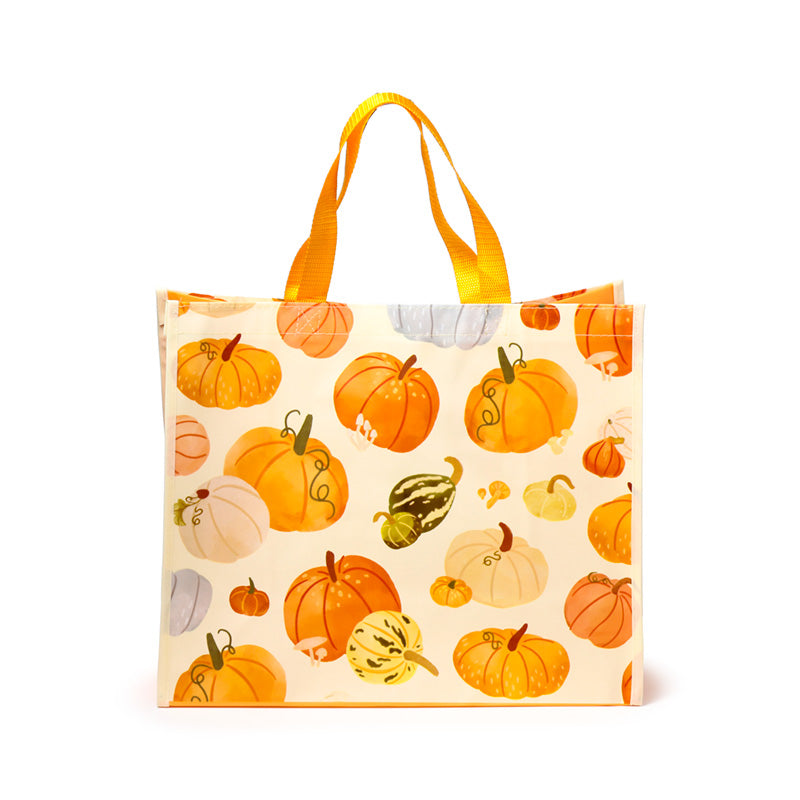 Autumn Harvest Shopping Bag displayed with seasonal gifts