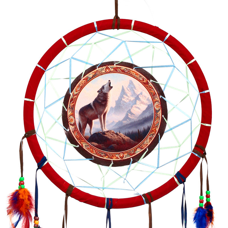 Elegant Mountain Wolf Dreamcatcher hanging