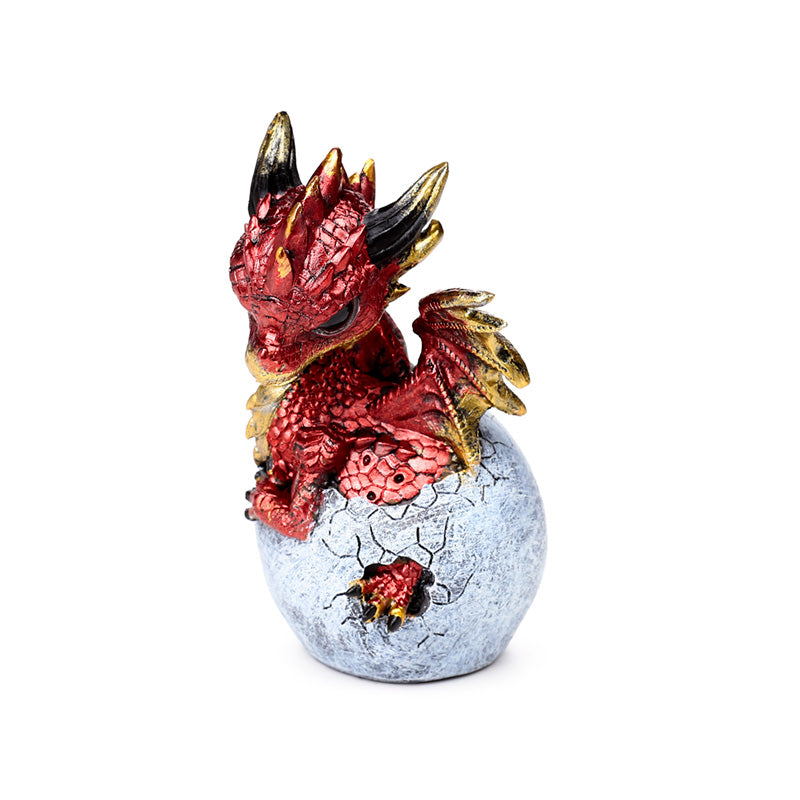 Intricate resin Baby Fire Dragon Hatching ornament