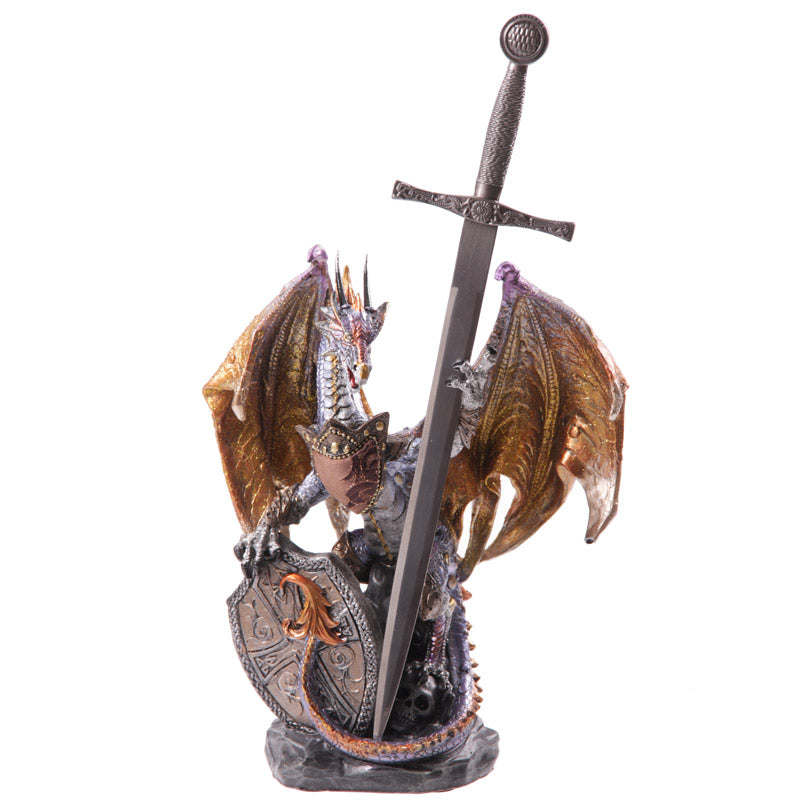 Fire Shield Dark Legends Dragon Figurine Front View