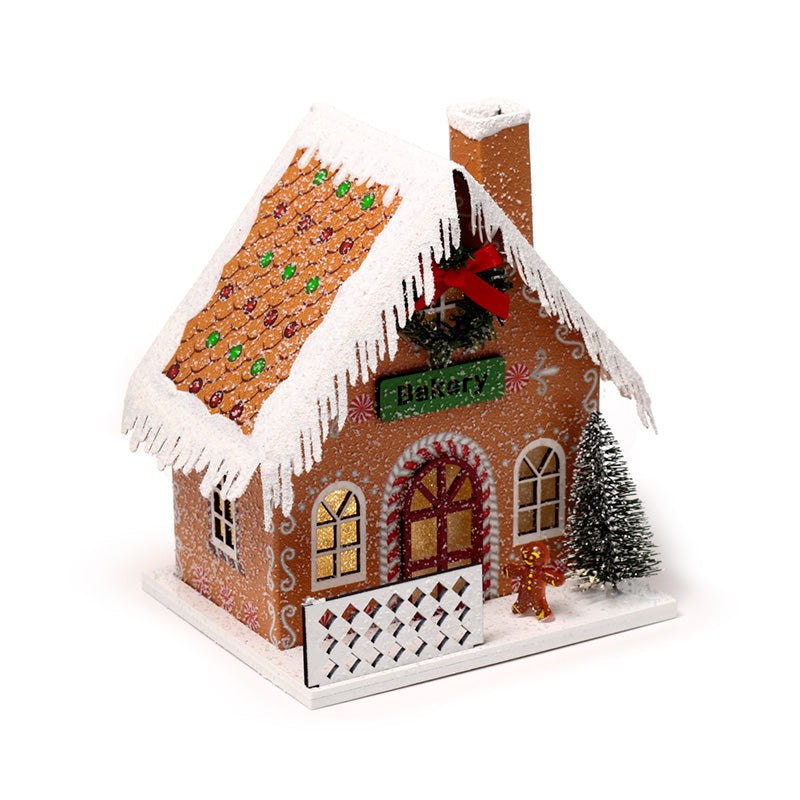 LED Gingerbread Bakery Decoration with festive details