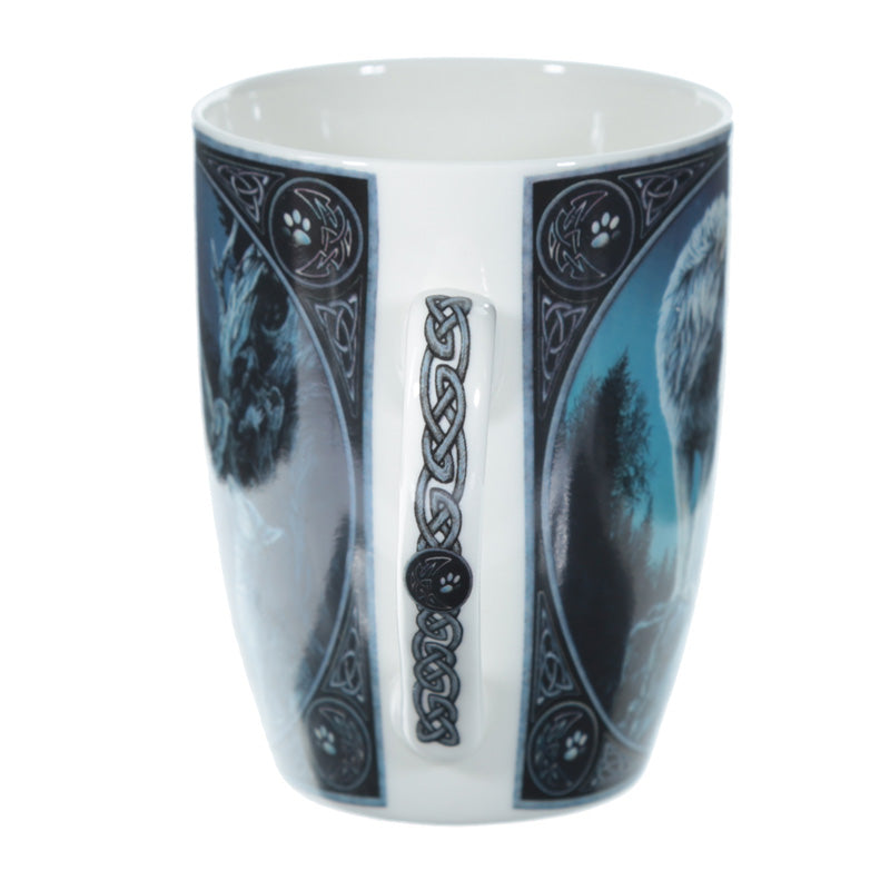 Lisa Parker Guidance Wolf Porcelain Mug - Lifestyle Shot