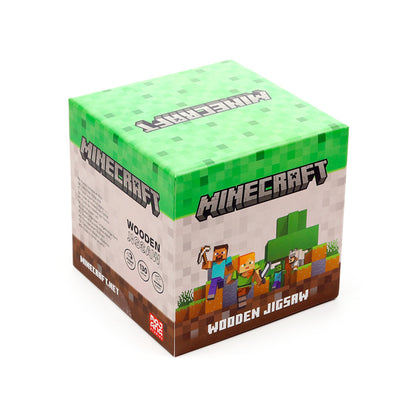 Child enjoying Minecraft wooden puzzle