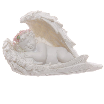 Close-up of the Rose Cherub Sleeping Figurine