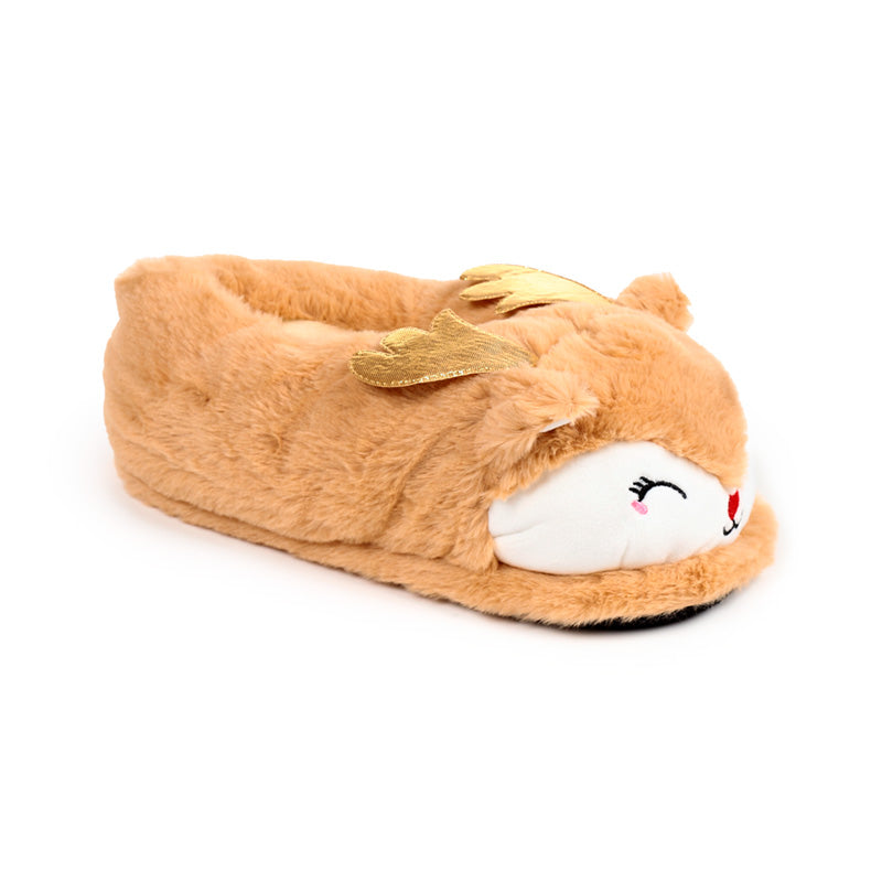Giftable Christmas Reindeer Plush Slippers