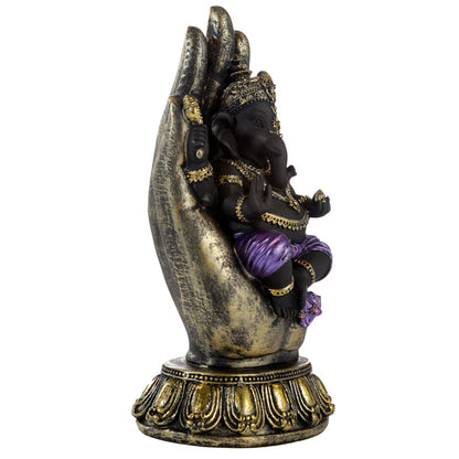 Intricate Detailing of Purple, Gold & Black Ganesh