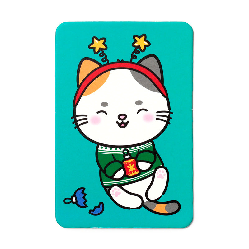 Kids Memory Cat Set cards in festive setting