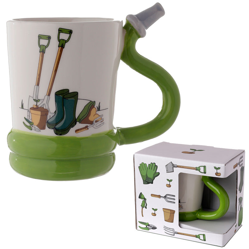 Garden Hose Shaped Handle Ceramic Mug - Displayed on Table