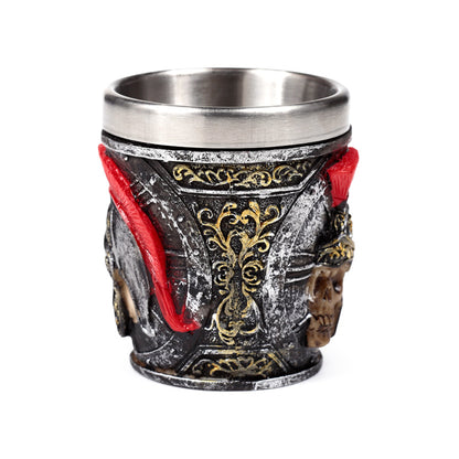 Roman soldier shot glass displayed on a shelf
