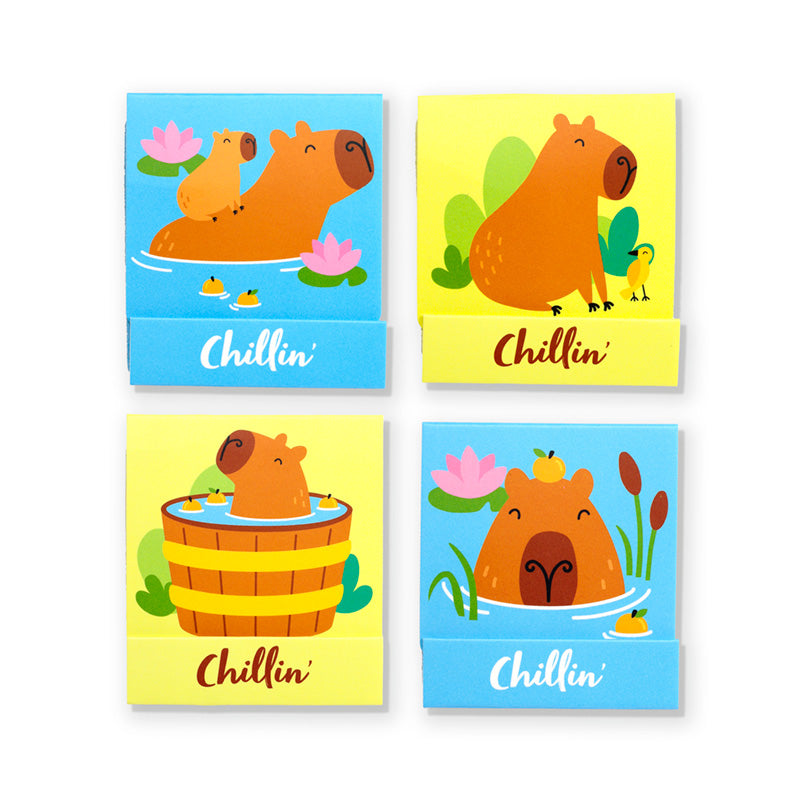 Adorable capybara design on nail file matchbook