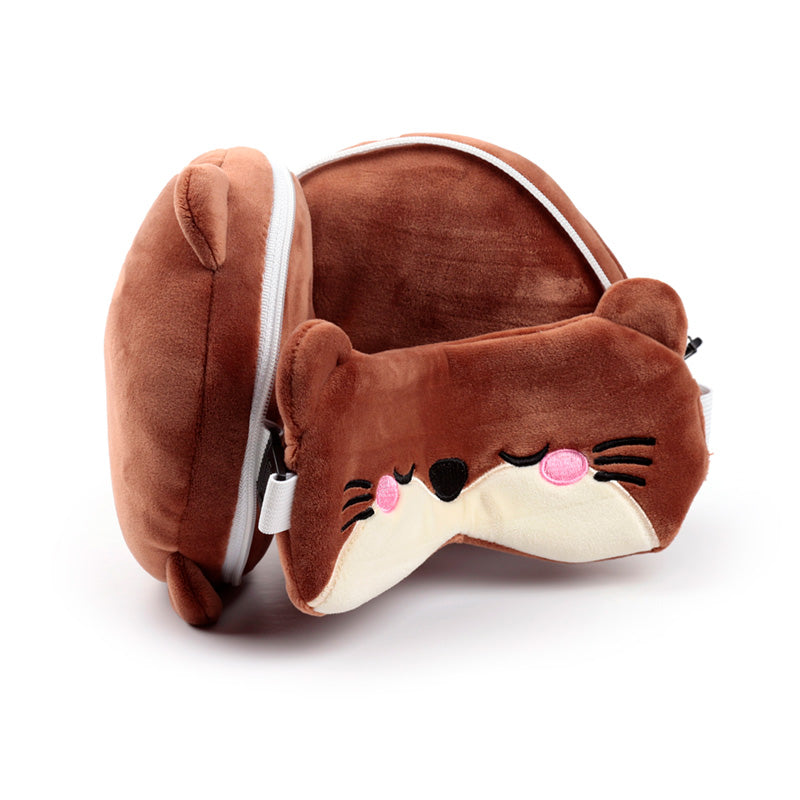 Henry the Otter Travel Pillow in use