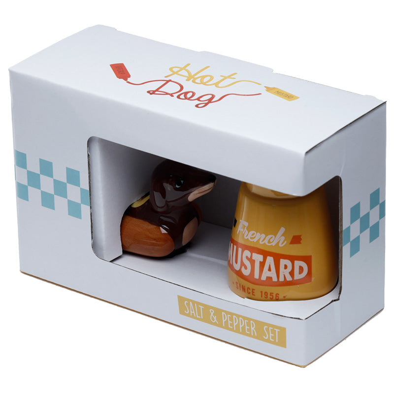 Giftable collectible sausage dog salt and pepper set