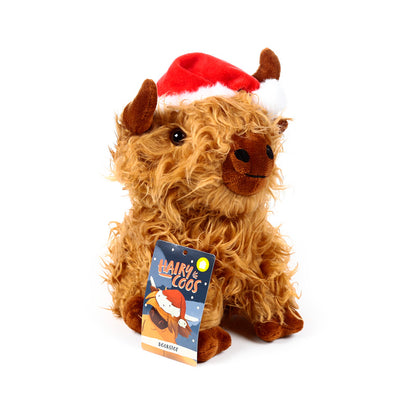 Christmas Highland Coo Plush Door Stop - Side View