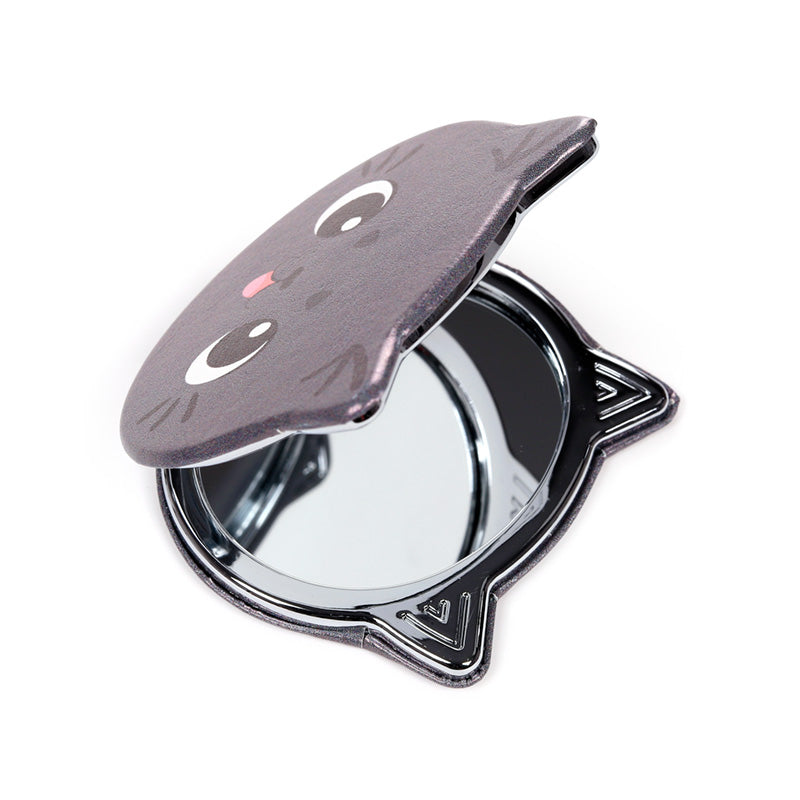 Stylish Leatherette Compact Mirror for cat enthusiasts