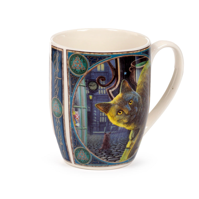 Lisa Parker Rusty Cauldron Cat Porcelain Mug front view