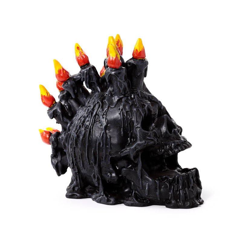 Haunting Black Screaming Skull with Candle Accents